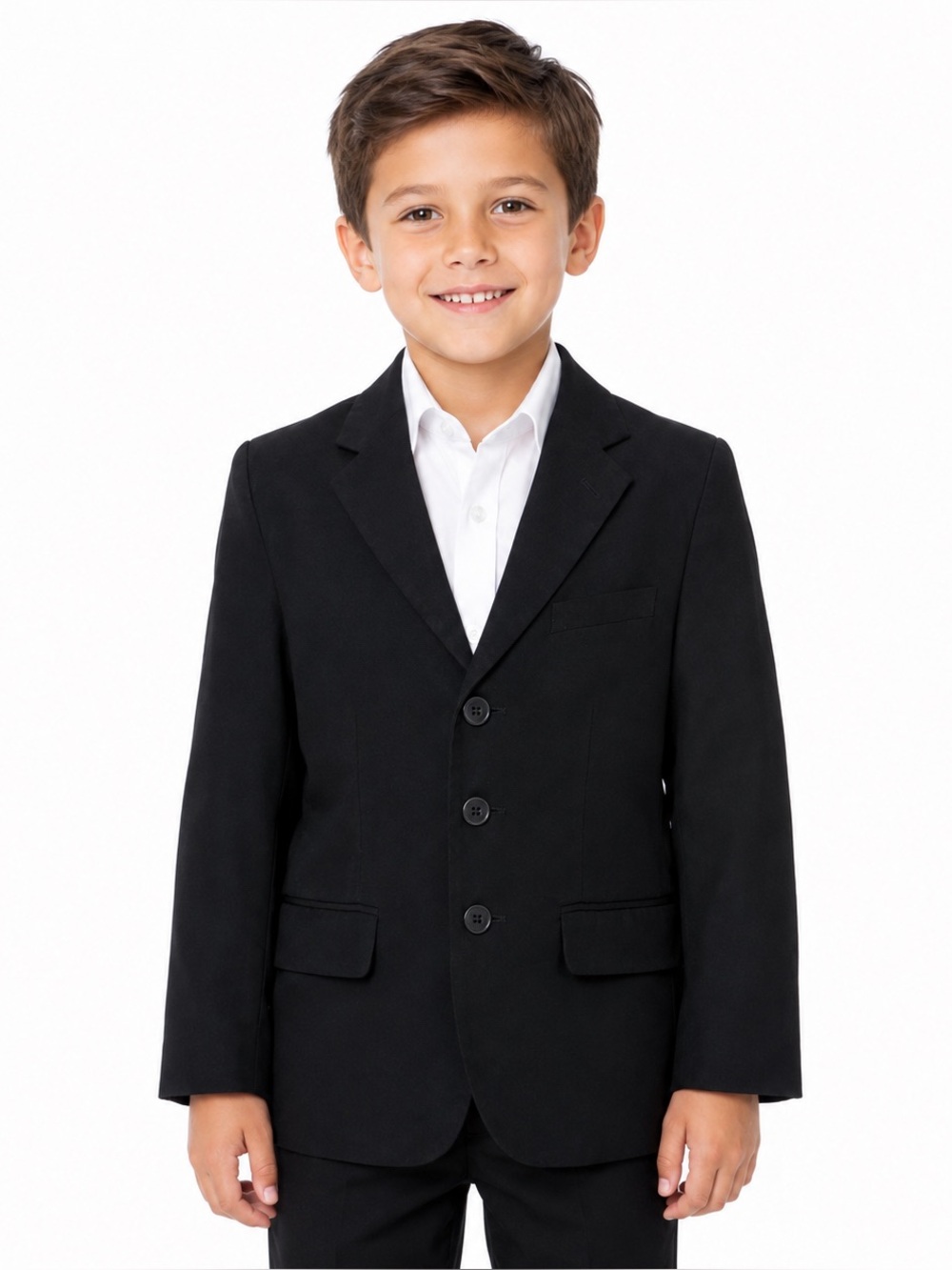 BARRAGE Boys Black 3 Button Formal Blazer Sport Coat Size 8
